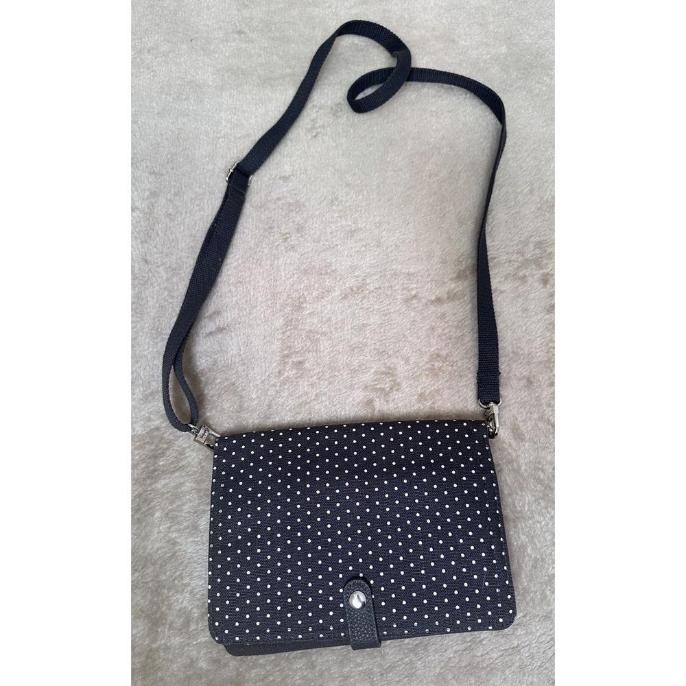 Thirty One Crossbody Bag Rectangle Polka Dot Gray